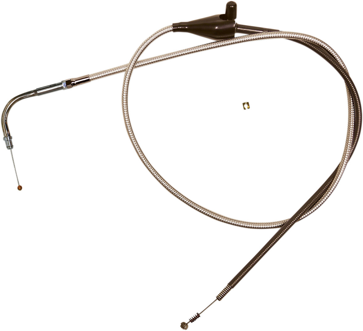 Magnum shielding Polished Stainless Steel Braided Idle Cable - Cruise - 38-7/8" Harley Davidson