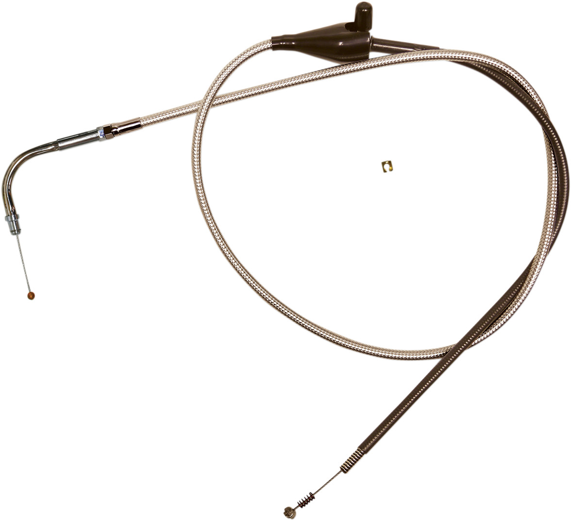 Magnum shielding Polished Stainless Steel Braided Idle Cable - Cruise - 38-7/8" Harley Davidson