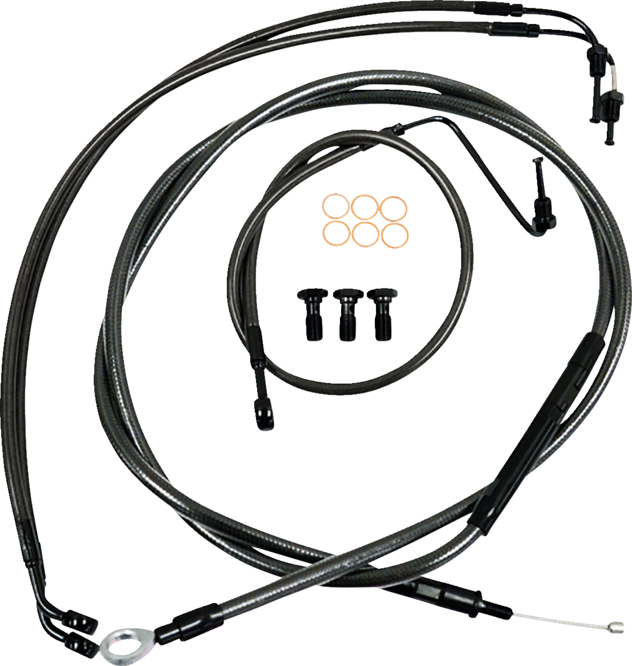 La choppers Standard Midnight Braided Handlebar Cable/Brake Line Kit - 12"-14" Ape Hangers - '18-'22 Softail Harley Davidson