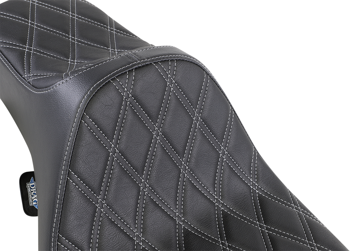 Drag specialties seats Extended Reach Predator III Seat - Double Diamond - Black w/ Silver Stitching - FL '99-'07 Harley Davidson