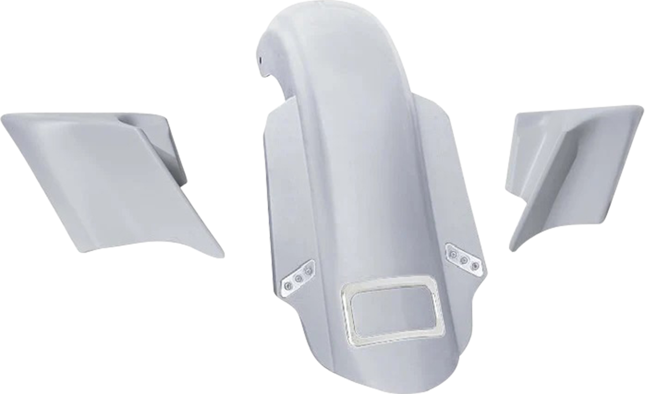 PAUL YAFFE BAGGER NATION Swoop Three Piece Stretched Rear Fender Kit With Side Panels and Thunder Pods