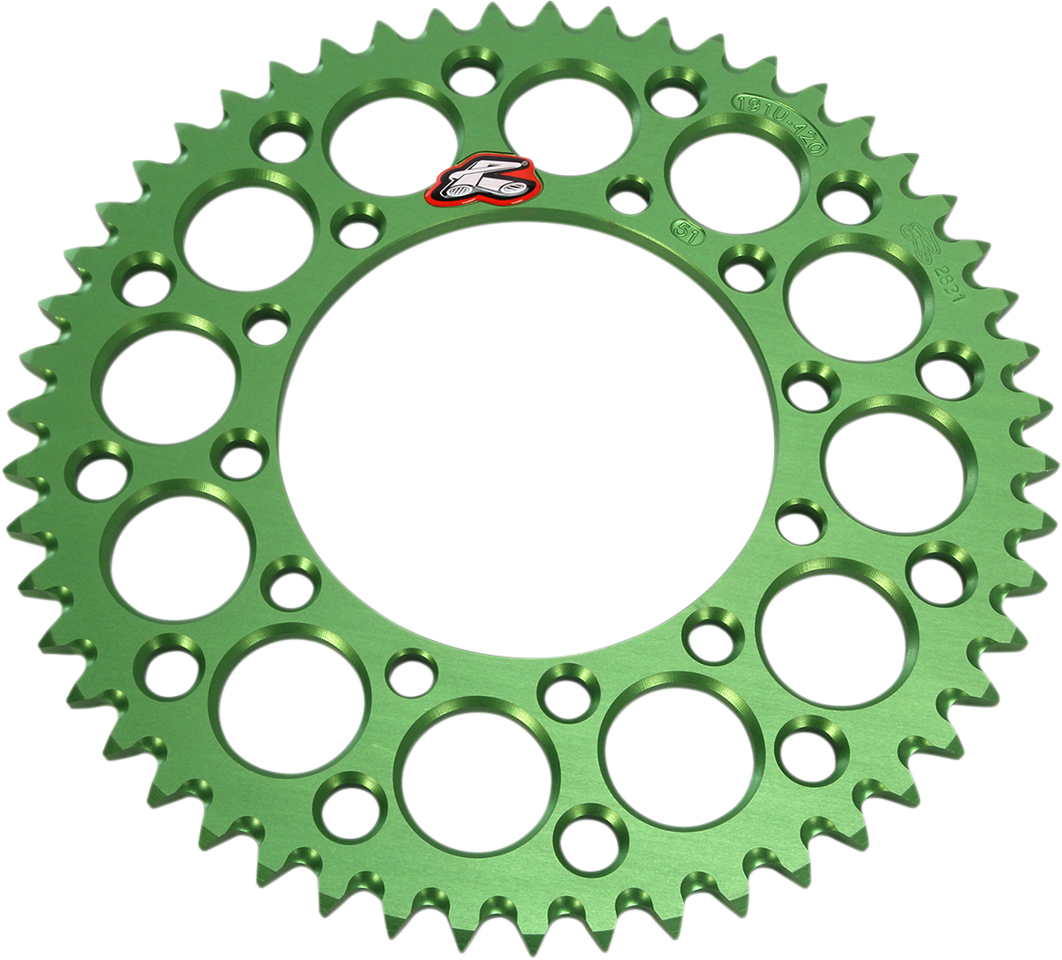 Renthal Rear Sprocket - Aluminum - 51 Tooth - Green - Kawasaki 51T