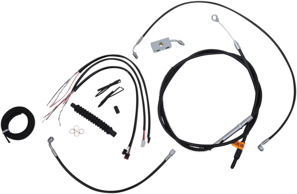 La choppers Complete Black Vinyl Braided Handlebar Cable/Brake Line Kit - 15"-17" Handlebars - '18-'22 Softail Harley Davidson