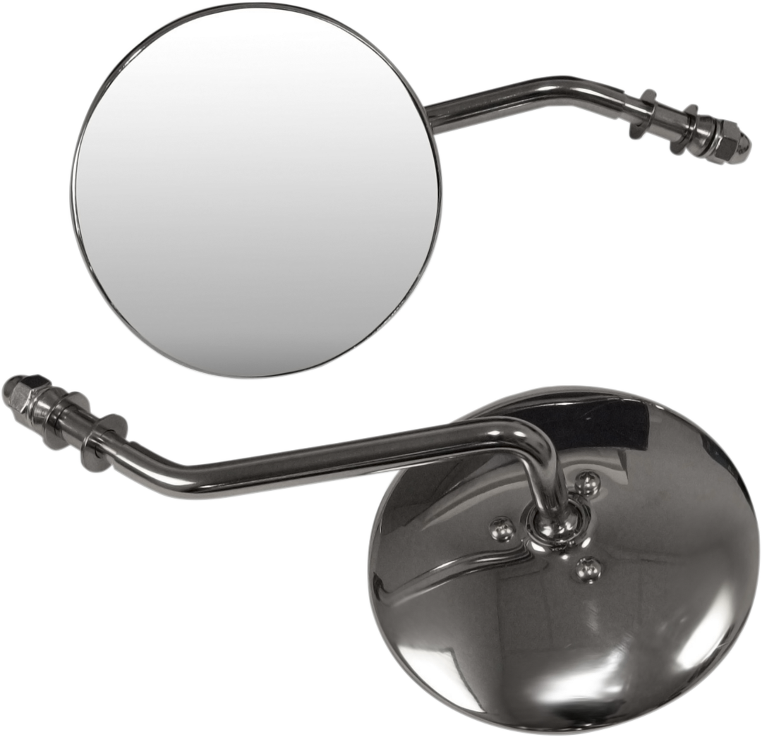 Emgo Mirrors - Side View - Smooth/Round - Short Stem - Pair - Universal