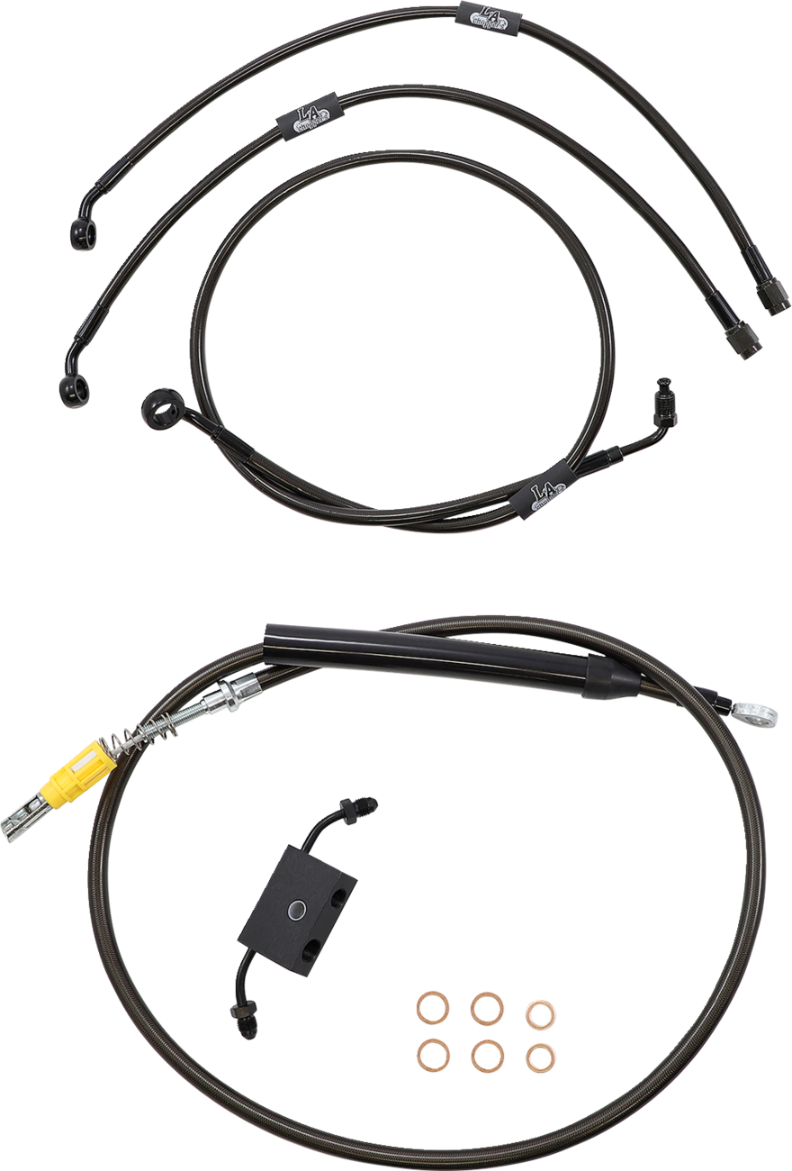 LA CHOPPERS Standard Midnight Braided Handlebar Cable/Brake Line Kit — Ape Hanger