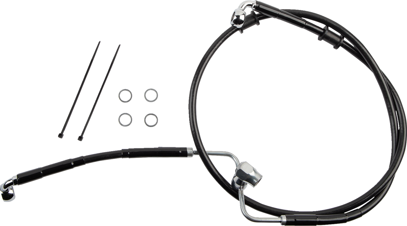 Drag specialties Brake Line - Rear - Non-ABS - Black Harley Davidson