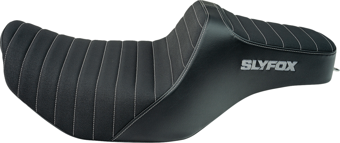 Slyfox High Noon Seat - Vinyl - Classic Stitch - Gray Logo - FLH/FLT '23-'24 Harley Davidson