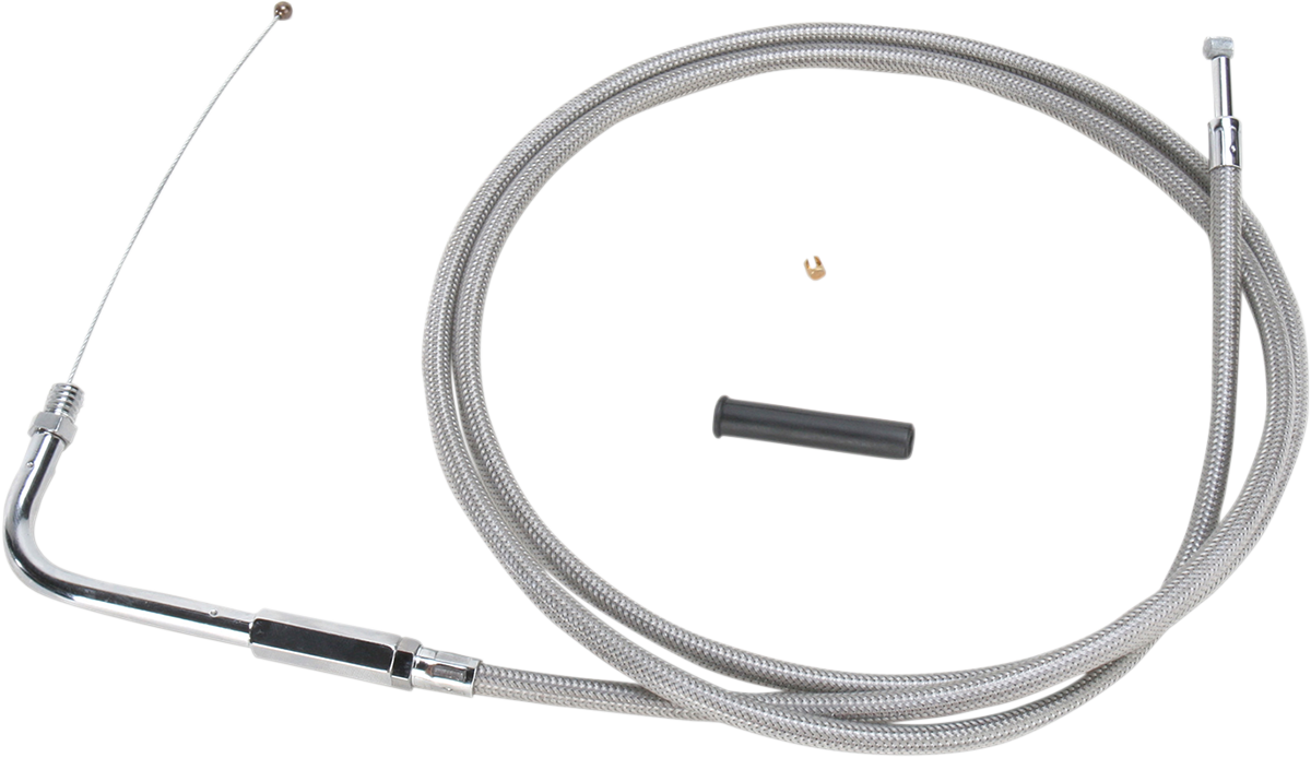 Drag specialties Stainless Braided Throttle Cable - 54" Harley Davidson
