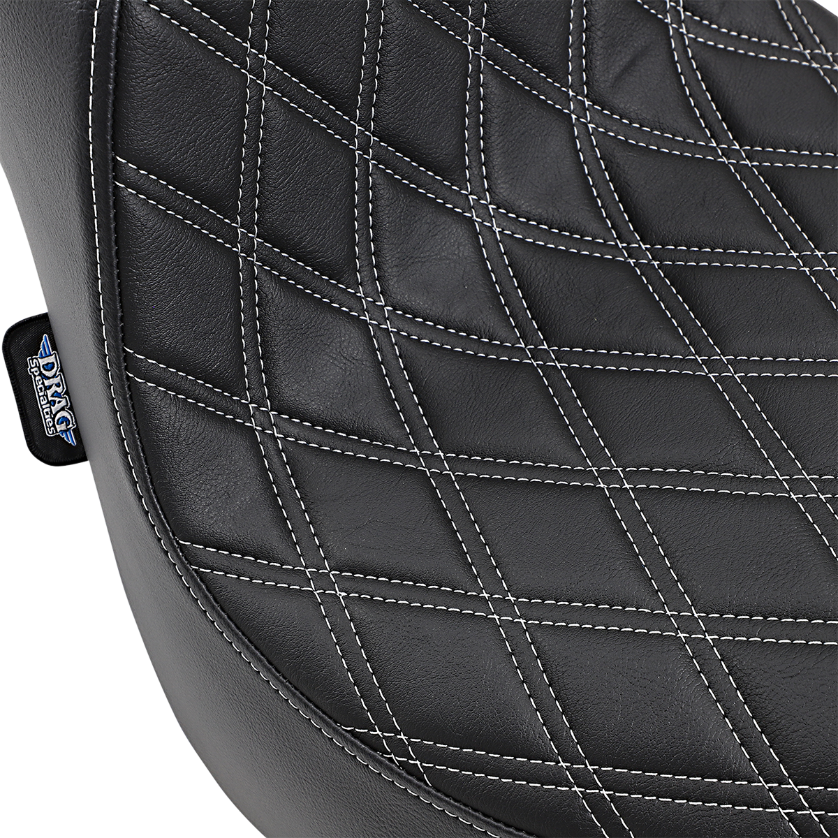 Drag specialties seats Predator III Seat - Double Diamond - Silver Stitched - FXFB/S '18-'23 2018-2023 Harley Davidson FXFBS Fat Bob 114 / 2022-2022 Harley Davidson FXBBS Street Bob 114 / 2018-2019 Harley Davidson FXFB Fat Bob 107