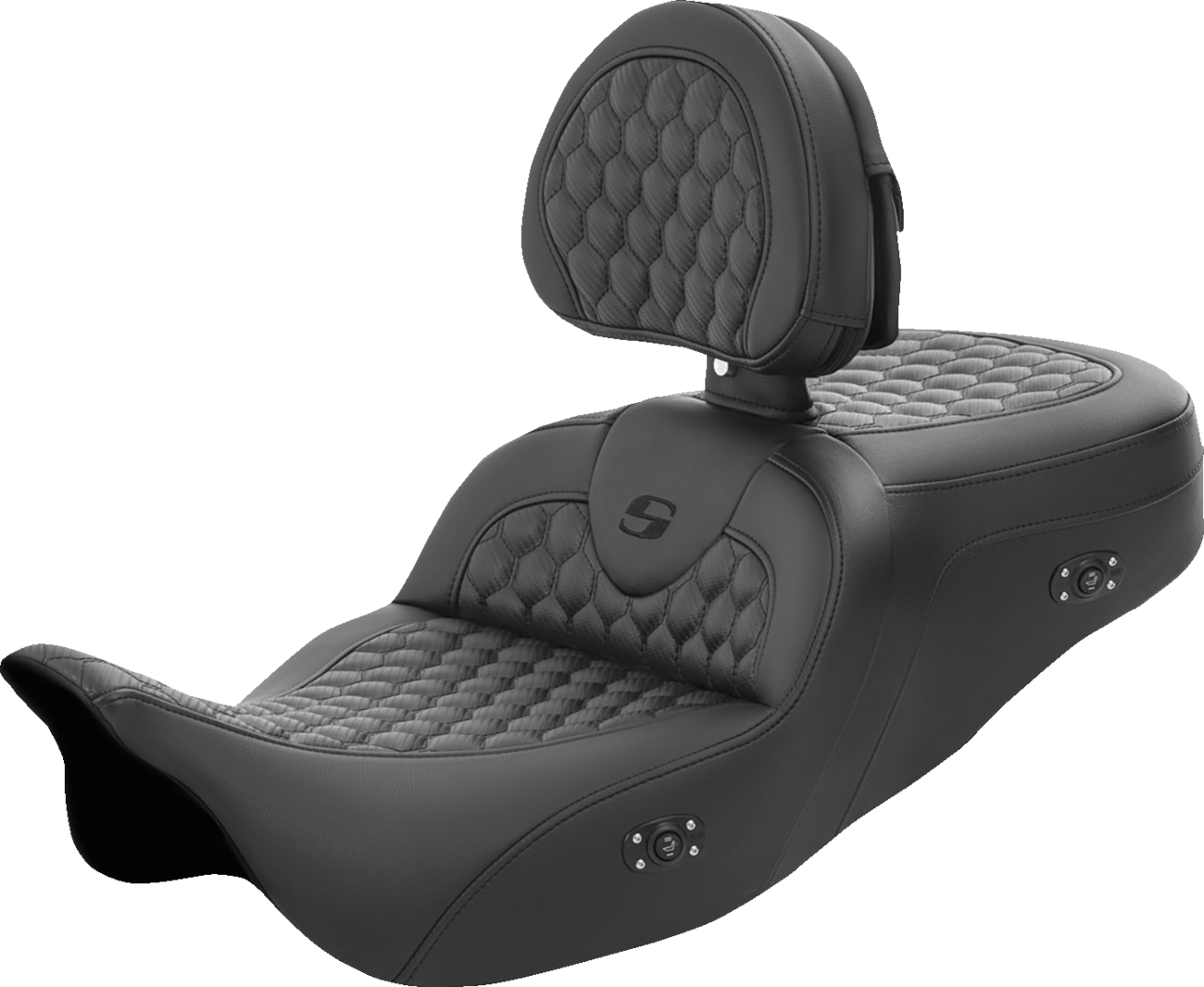 SADDLEMEN (808-07B-189BRHC) Honeycomb Roadsofa(tm) Seat | RoadSofa(tm) Seat - Honeycomb - with Backrest - Heated - FL '08-'23