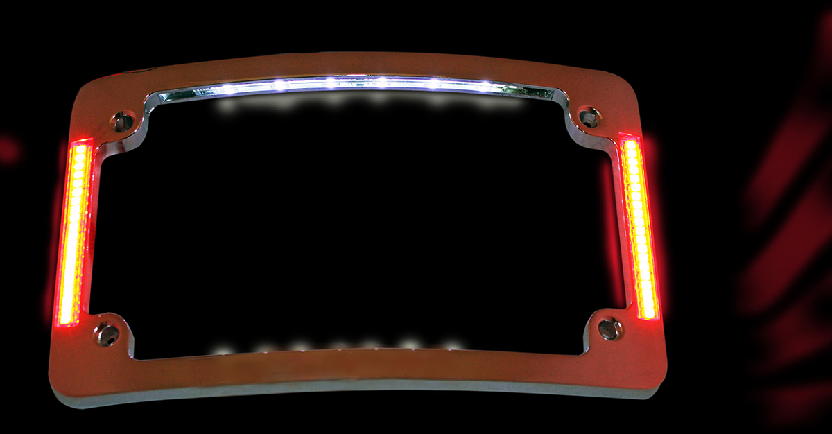 Custom dynamics Tri-Radius License Plate Frame with Flushmount LEDs - Chrome