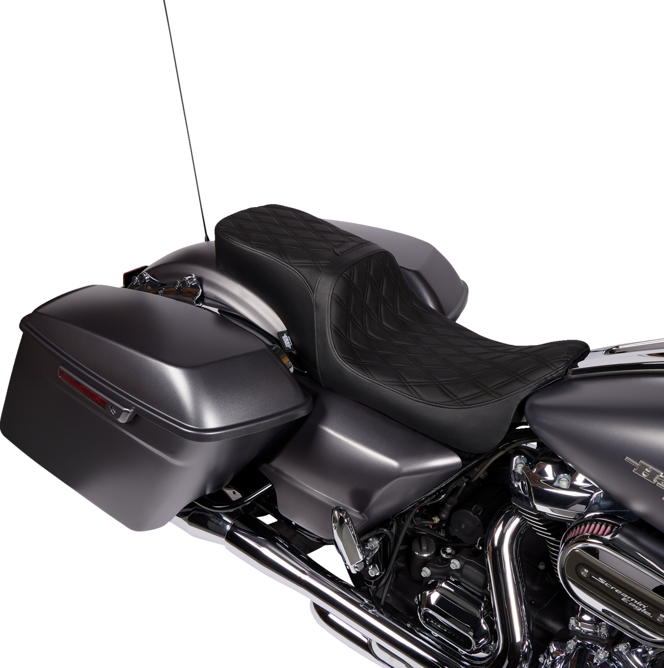 Drag specialties seats Predator 2-Up Seat - Vinyl - Double Diamond - w/o Backrest - FLH/FLTR '08-'23 Harley Davidson