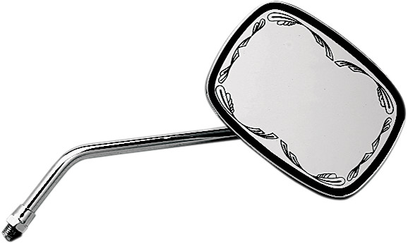 Emgo Mirror - Die-Cast - Scrolled - Side View - Rectangle - M10 x 1.25 - Chrome - Left/Right