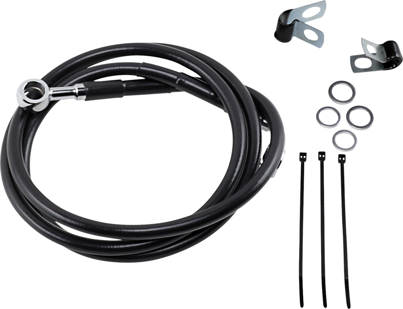 Drag specialties Brake Line - Front - Black - +4" Harley Davidson