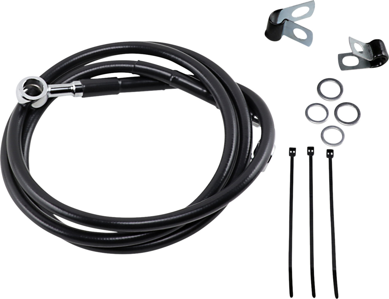 Drag specialties Brake Line - Front - Black - +4" Harley Davidson