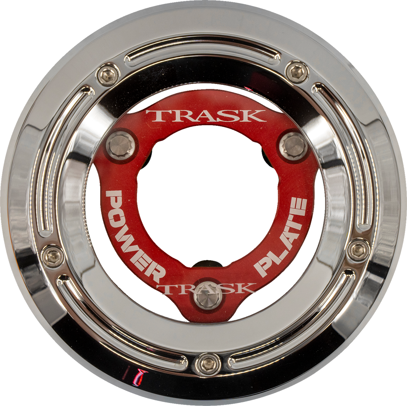 Trask Derby Cover with Power Plate - Chrome/Red - Kit - '18-'25 Softail Harley Davidson