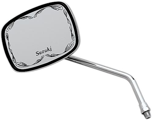 Emgo Mirror - Die-Cast - Suzuki Scrolled - Side View - Rectangle - M10 x 1.25 - Chrome - Left/Right