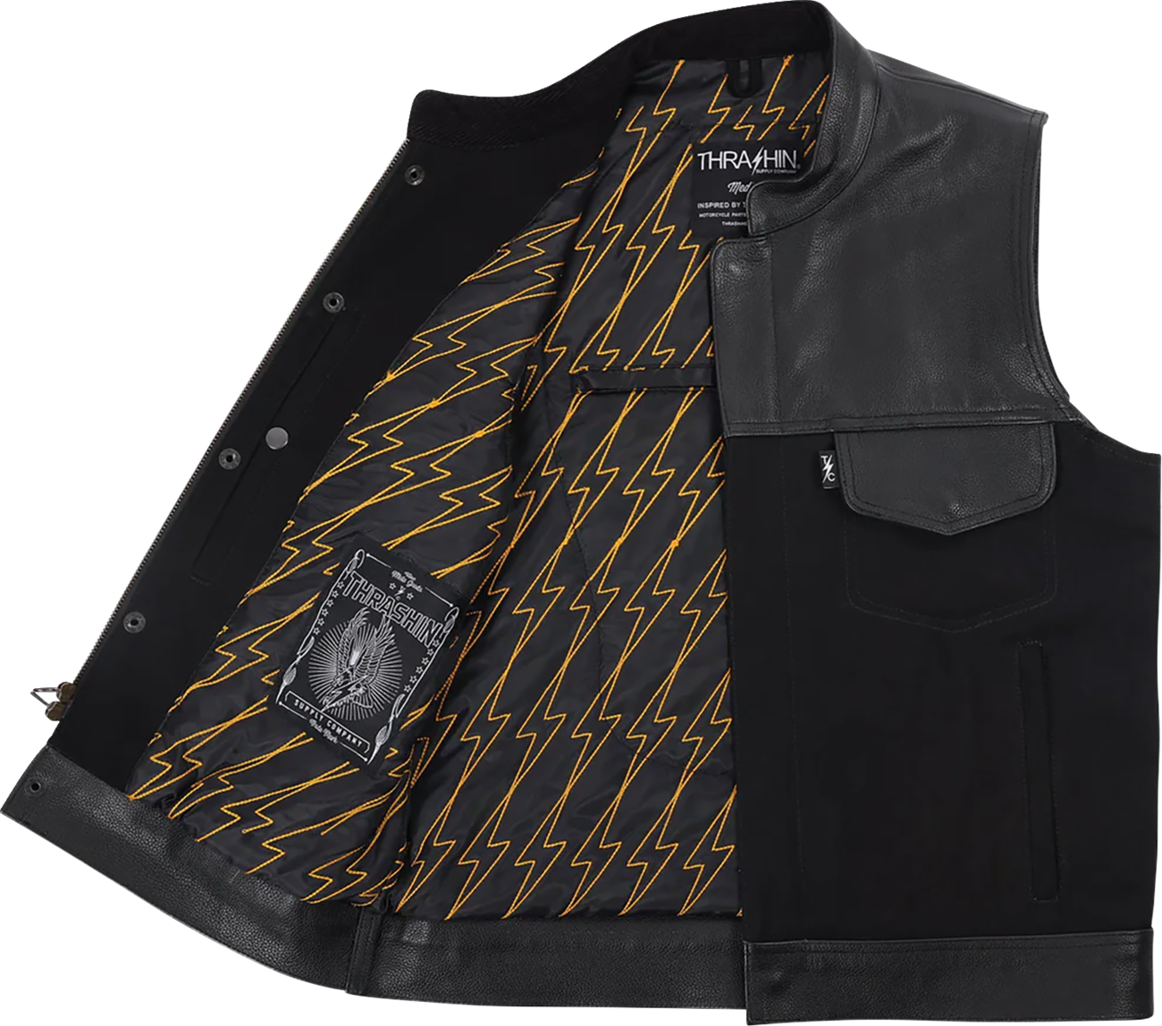 Thrashin supply co. Kanan Leather/Denim Riding Vest