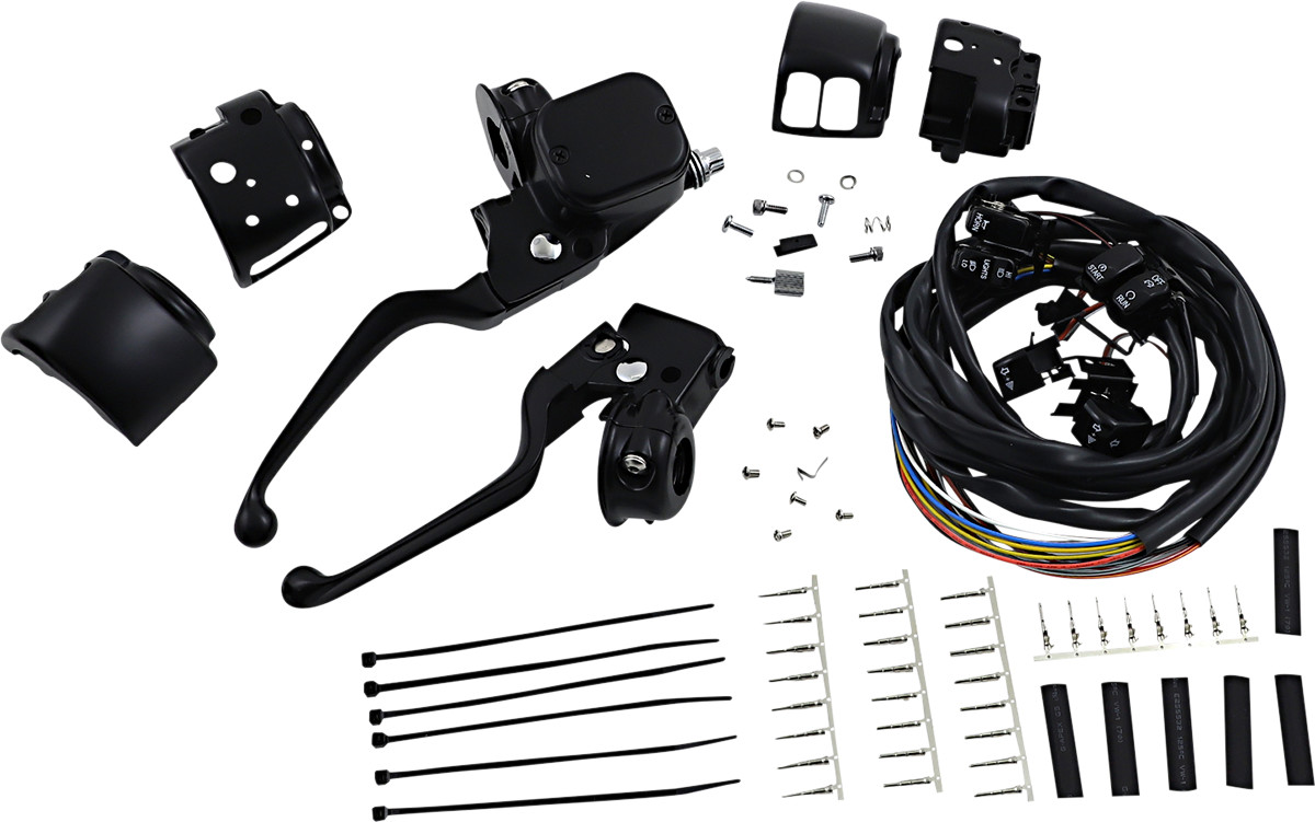 Drag specialties Handlebar Control Kit - 9/16" Master Cylinder - '96 - '11 - Black Harley Davidson