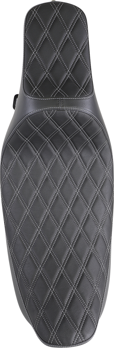 Drag specialties seats Extended Reach Predator III Seat - Double Diamond - Black w/ Silver Stitching - FL '99-'07 Harley Davidson