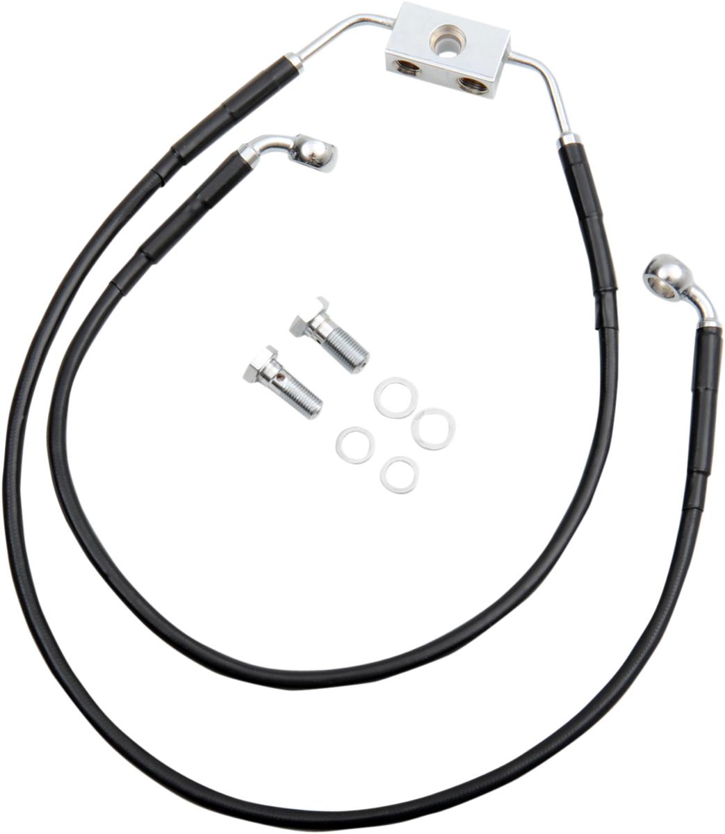 Drag specialties Brake Line - Front - Black - +6"- FXDWG '12-'17 2012-2017 Harley Davidson FXDWG Dyna Wide Glide