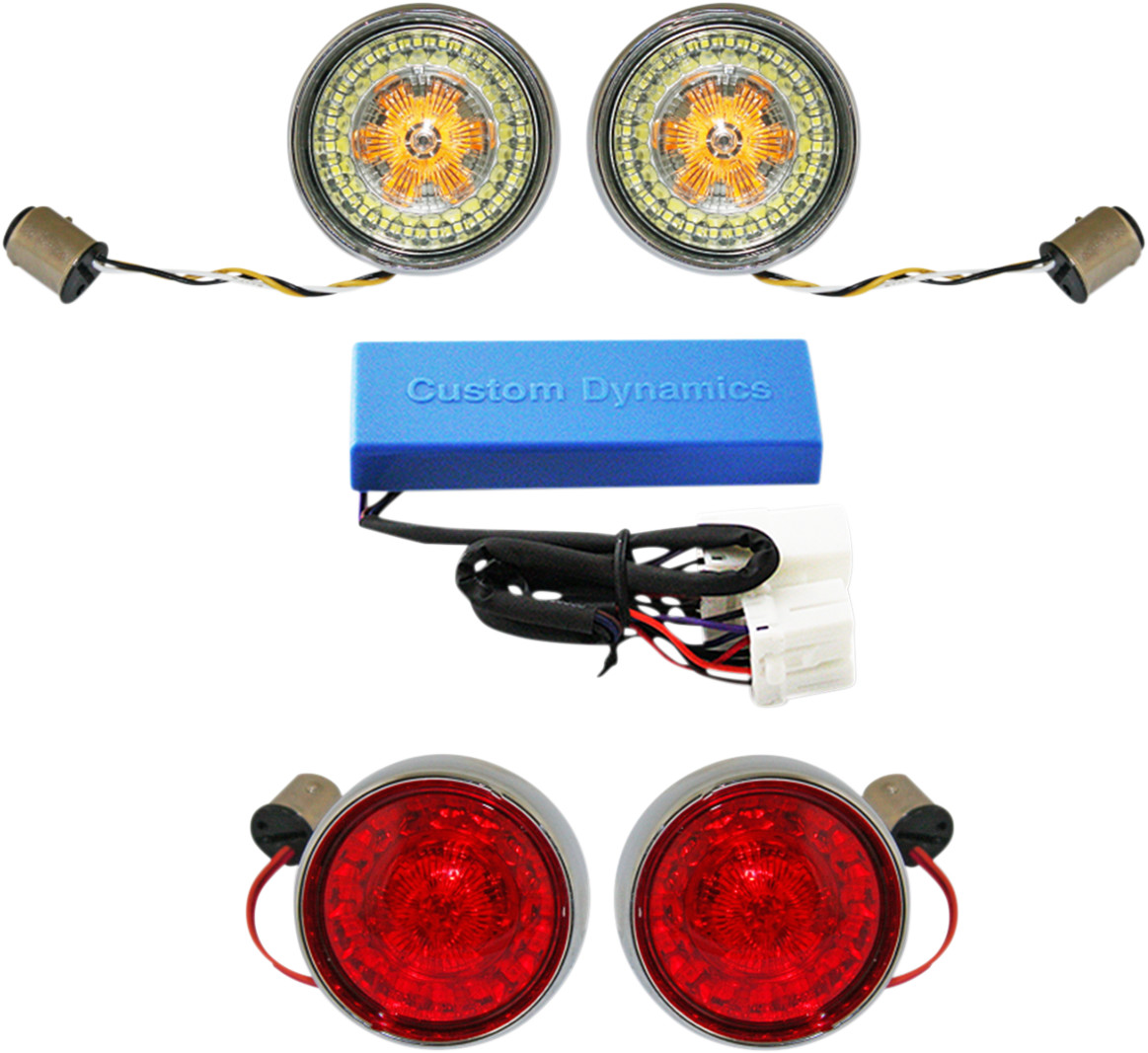 Complete Front & Rear Turn Signal Conversion Kit with Bullet Bezel Lenses