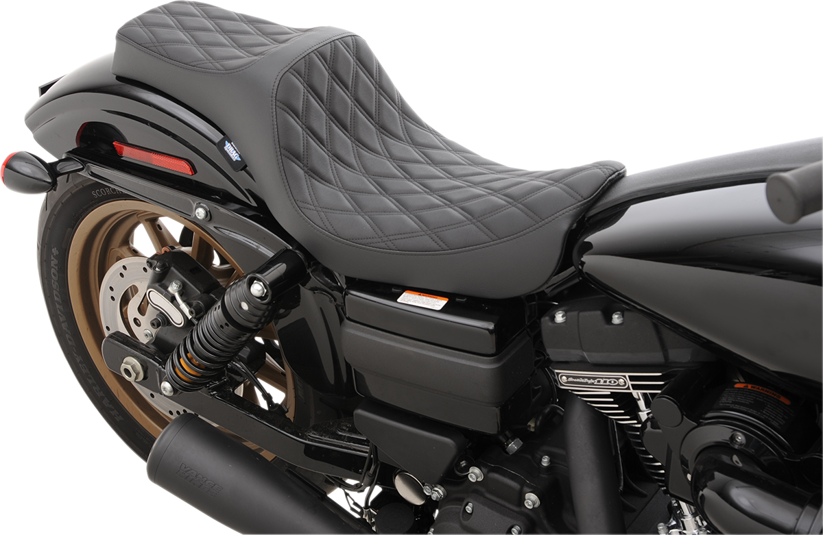 Drag specialties seats Predator III Seat - Double Diamond - Black Stitching - FXD/FLD '06-'17 Harley Davidson