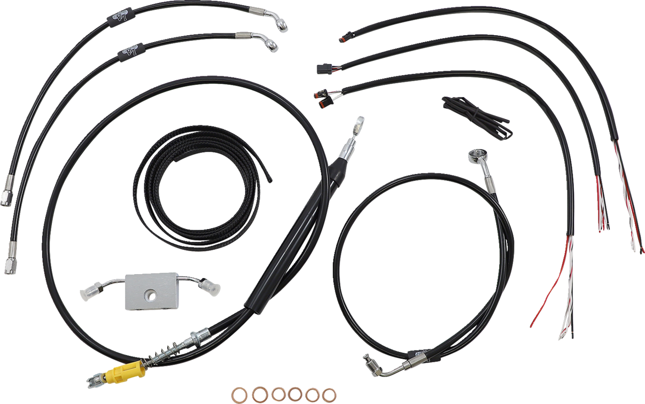 La choppers Complete Black Vinyl Braided Handlebar Cable/Brake