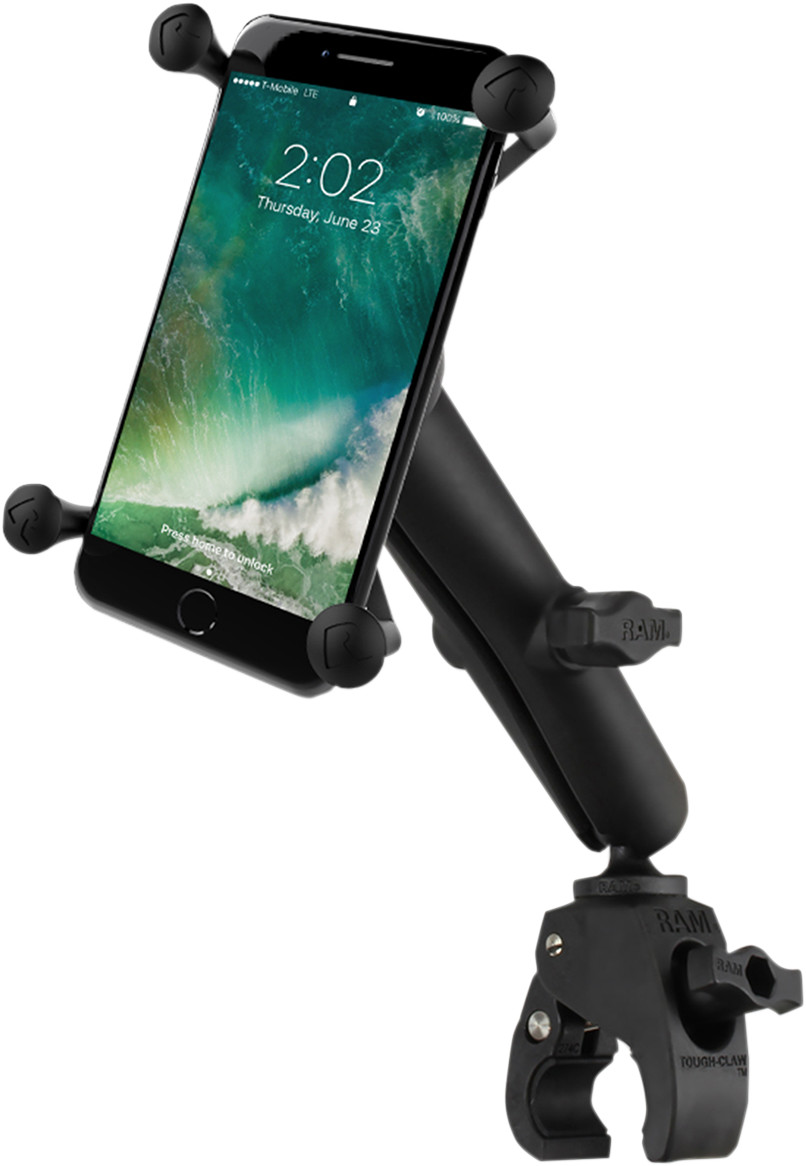 RAM MOUNTS Small Tough-Claw™ Base with Long Double-Socket Arm and Universal Ram® X-Grip® Cradle