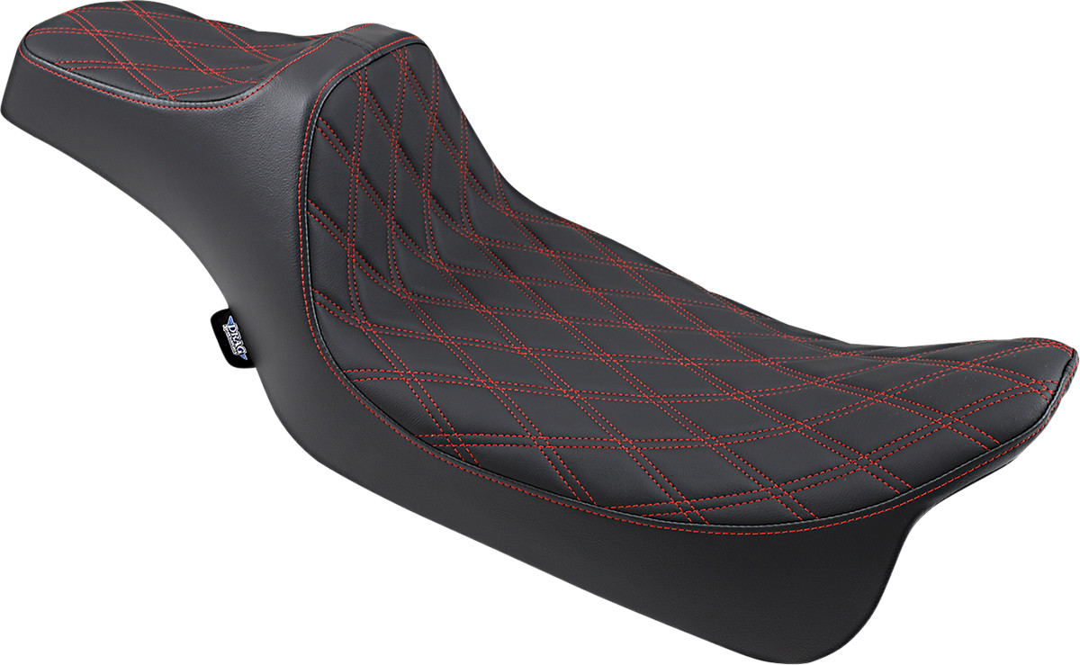 Drag specialties seats Predator III Seat - Extended Reach - Double Diamond - Red Stitched - FL '08-'23 Harley Davidson