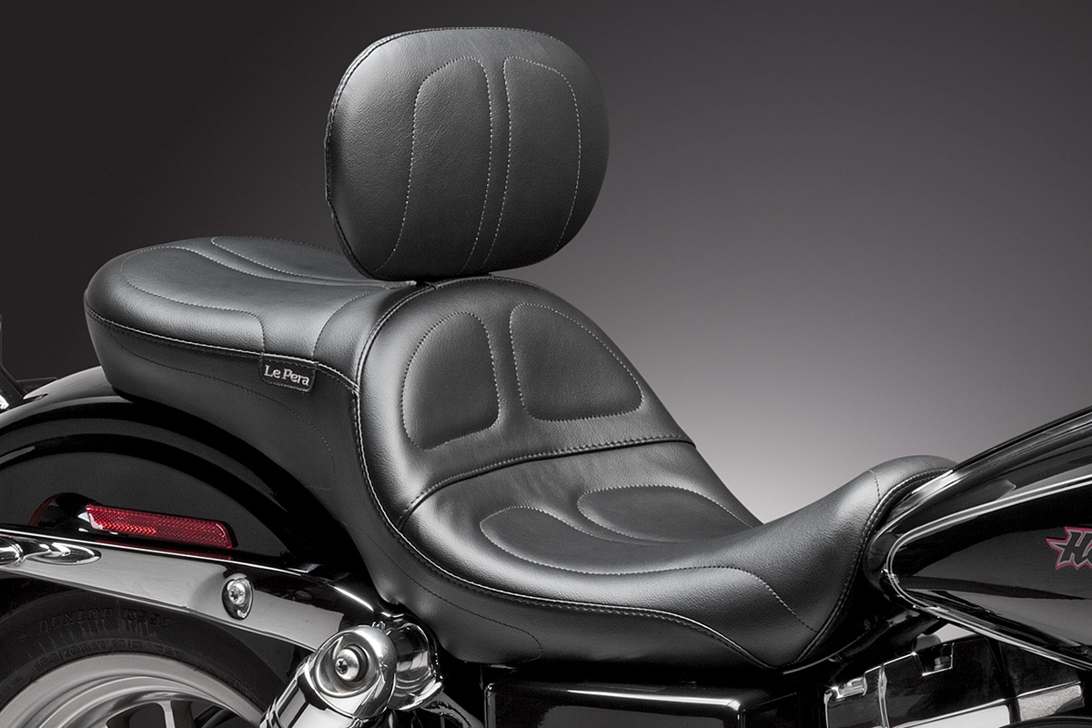 Le pera Maverick Seat - with Backrest - Stitched - Black - FLD/FXD '06-'17 Harley Davidson