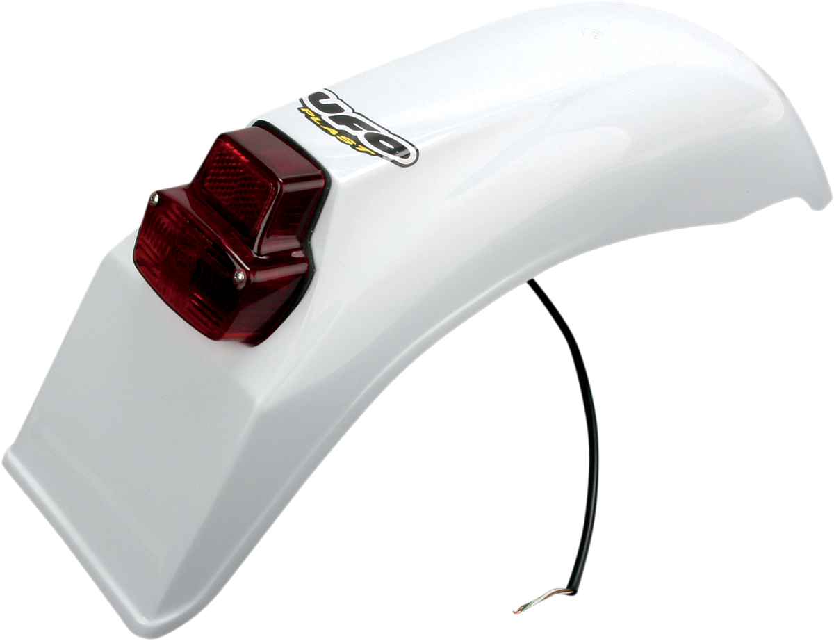 Ufo Universal Enduro Rear Fender with Tail/Brake Light - White
