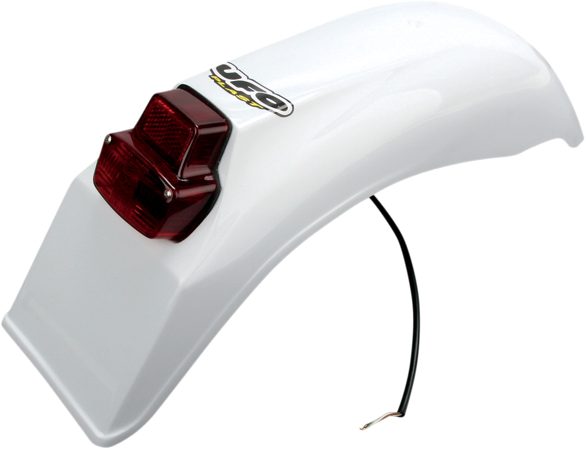 Ufo Universal Enduro Rear Fender with Tail/Brake Light - White