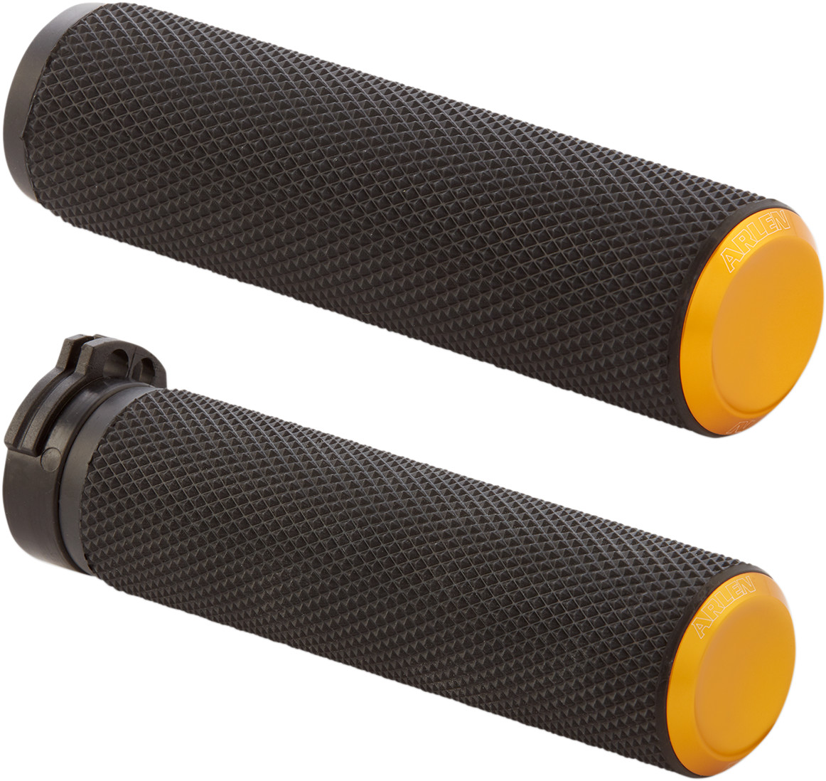Arlen Ness Anodized Knurled Grips For Harley With Dual Cable Throttle