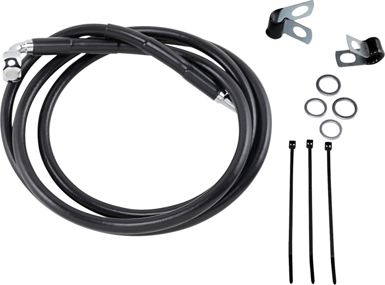 Drag specialties Brake Line - Front - Black - +6" Harley Davidson