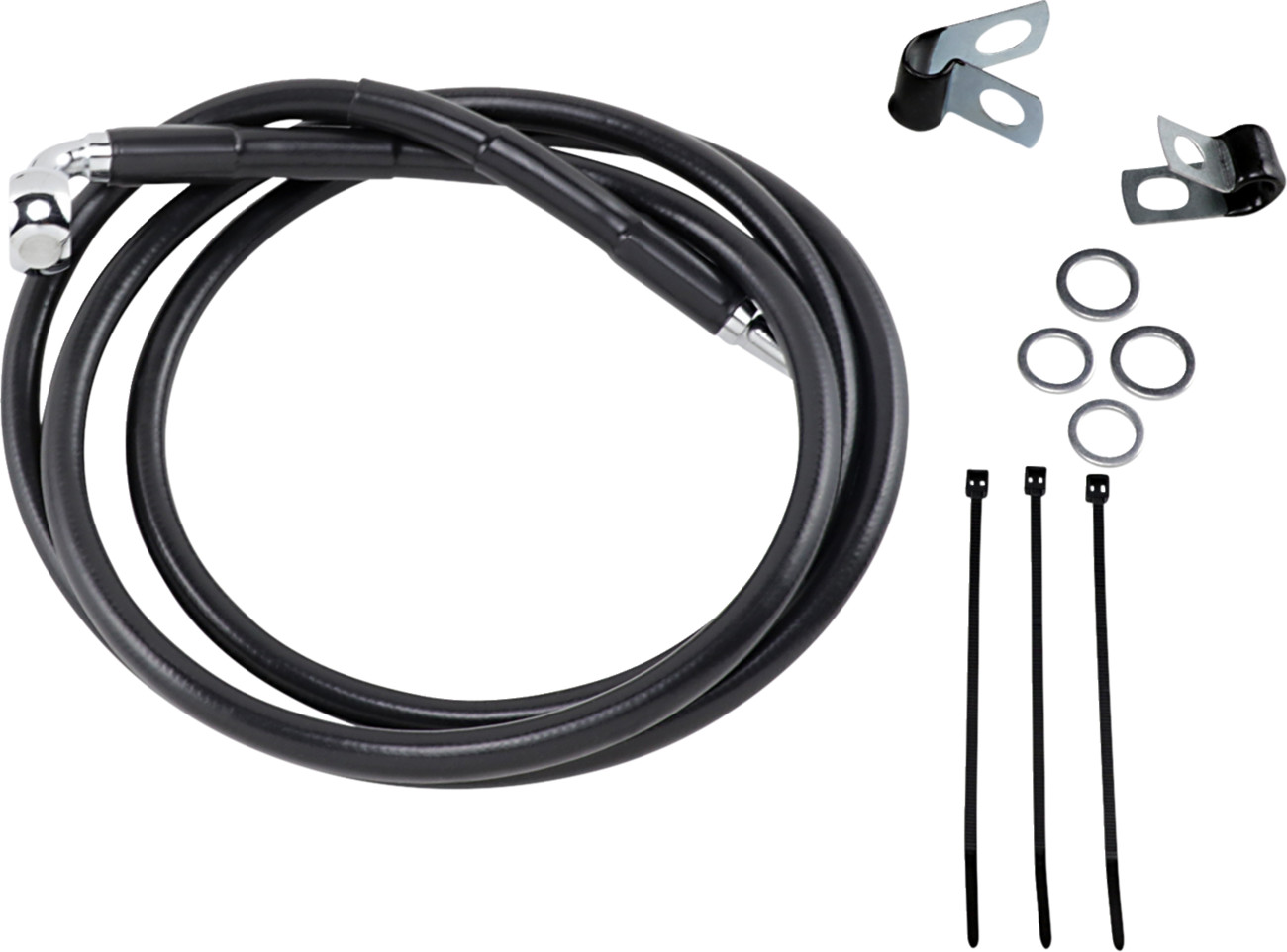 Drag specialties Brake Line - Front - Black - +6" Harley Davidson