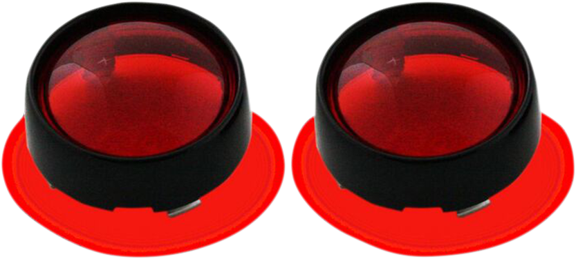 Custom Dynamics Red Lens Bullet Bezel Black Turn Signal Adapters for Harley