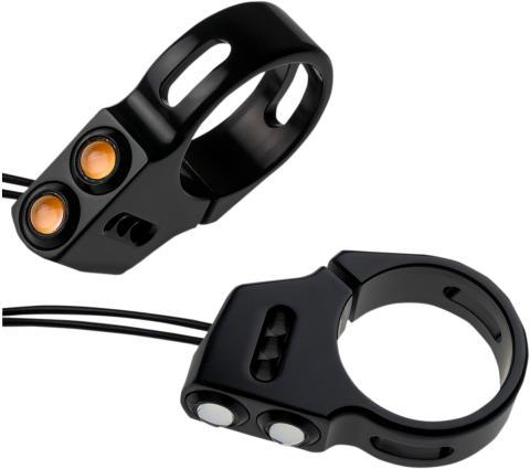Joker Machine Black 39mm Front Fork Amber LED Rat Eye Turn Signals fits Harley