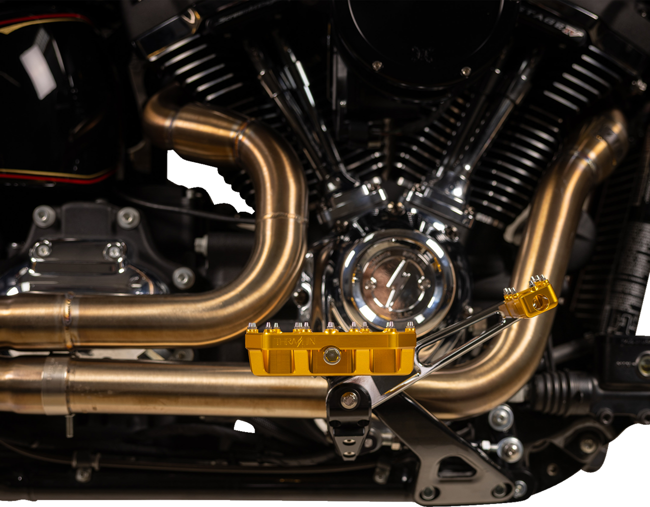 Thrashin supply co. Mini Aggressor Floorboards - Gold - Rear Harley Davidson