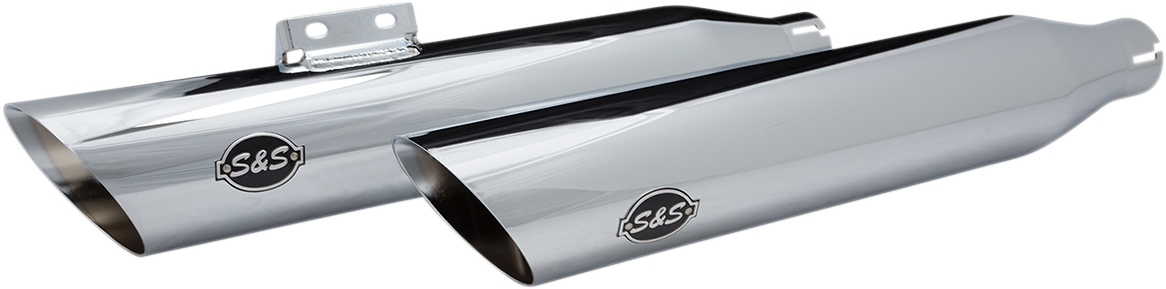 S&S Chrome Race Dual Slash Cut Sip on Exhaust Mufflers for 18-19 Harley Softail