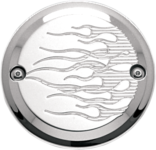 Joker machine Points Cover - Flame - 2 Hole - Chrome Harley Davidson