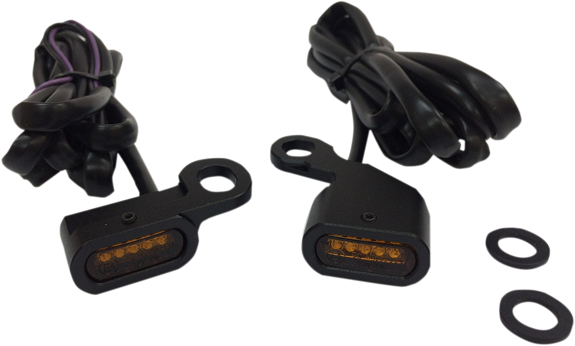 Drag specialties LED Handlebar Marker Lights - Black/Amber Harley Davidson