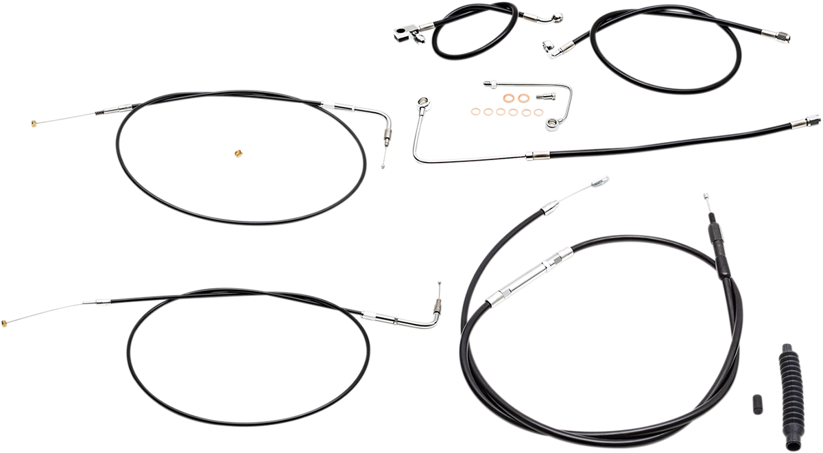 LA CHOPPERS Standard Black Vinyl Handlebar Cable/Brake Line Kit — Ape Hanger