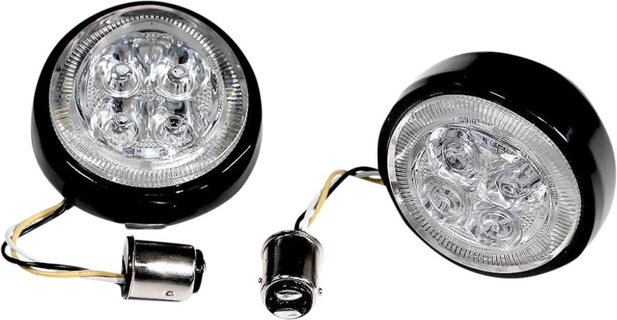 Ciro Fang Rear LED Bullet Turn Signal Inserts With Bezel For Harley 2000-2025