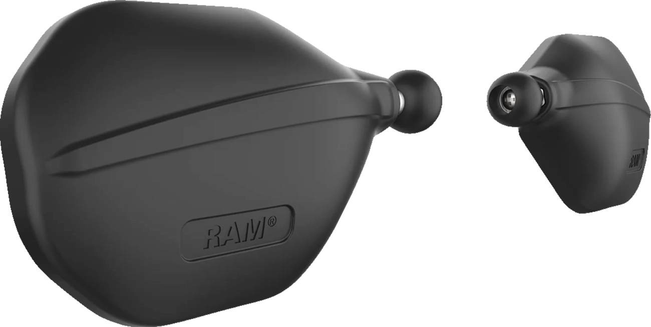 Ram mounts Tough-Mirror™ - Side View - Oval - Black - Left/Right with Ball