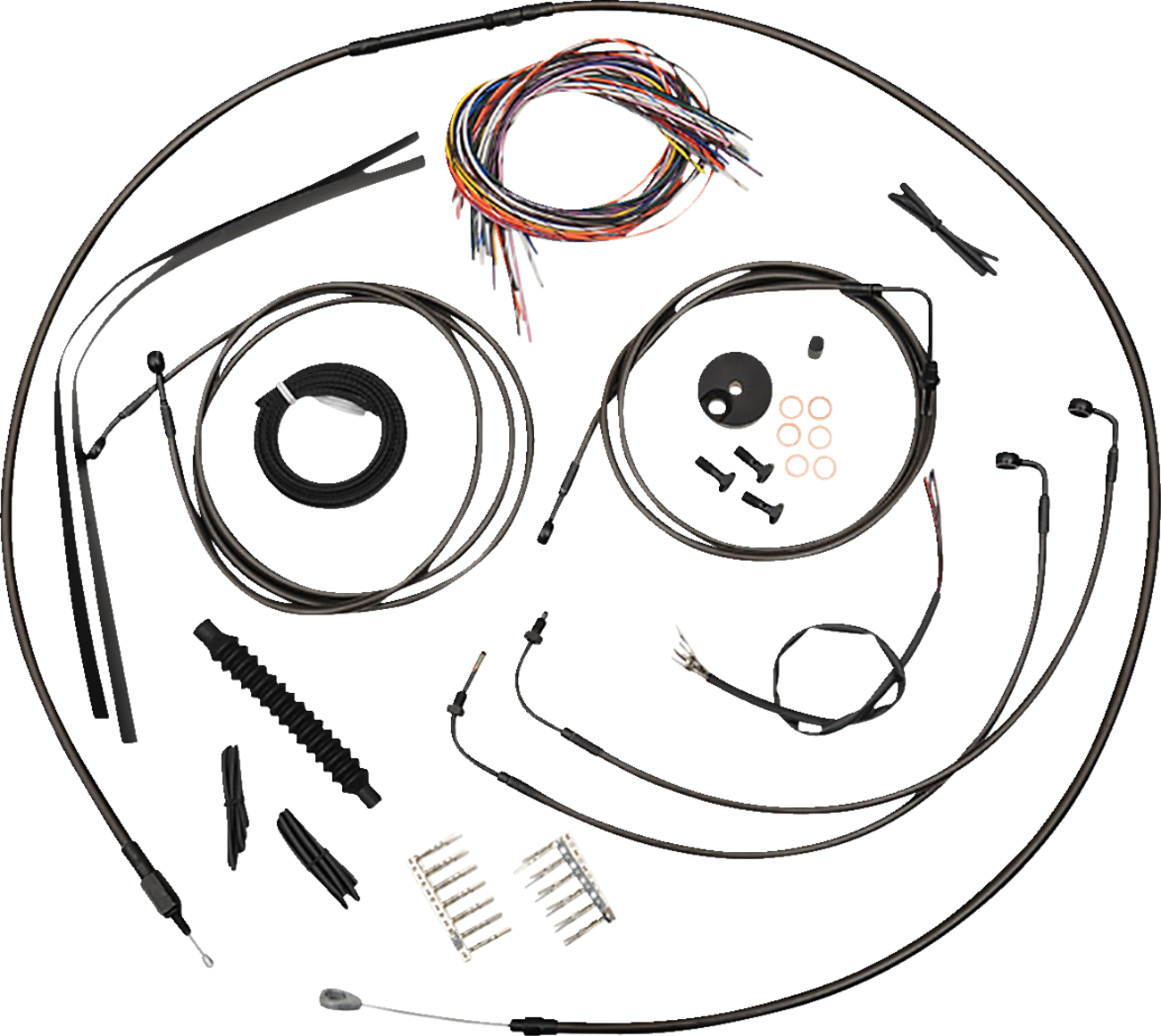 La choppers Complete Midnight Braided Cable Kit - Mini Handlebars - ABS - '18-'22 Softail - '18-'22 Softail Harley Davidson
