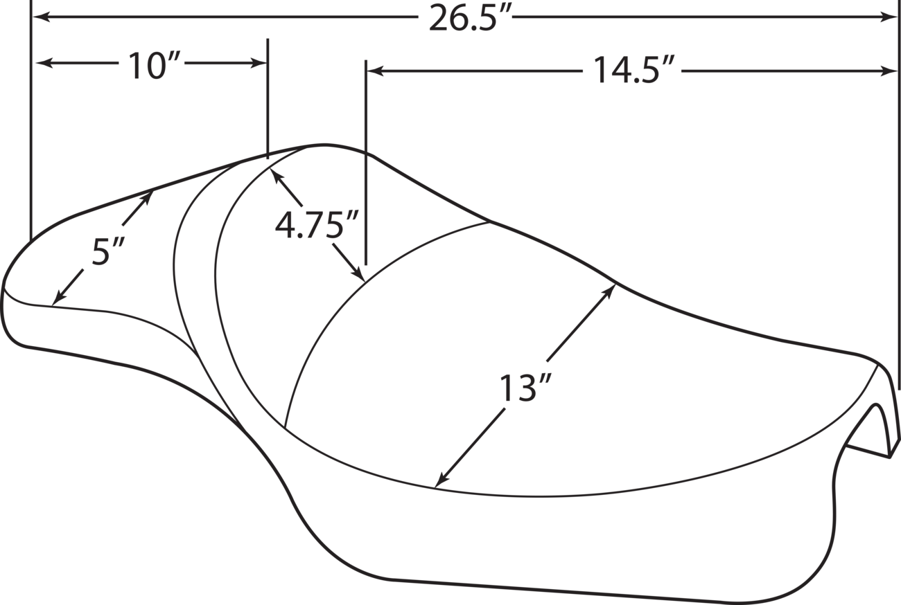 Drag specialties seats Extended Predator Seat - Smooth - XL '04-'22 Harley Davidson