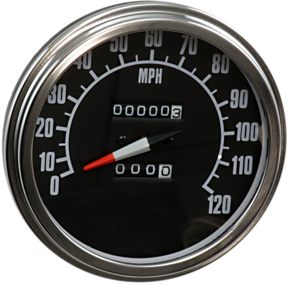 Drag specialties 5" FL-'68-'84 Style 2240:60 Speedometer with Reed Switch - Black Face Harley Davidson
