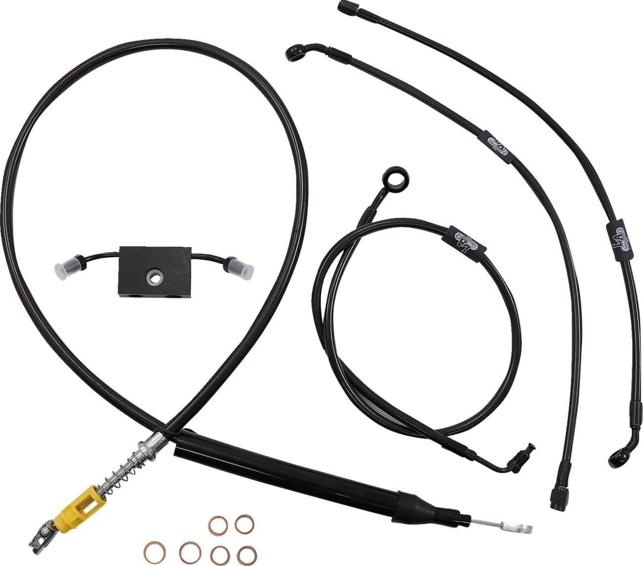 LA CHOPPERS Standard Midnight Braided Handlebar Cable/Brake Line Kit — Ape Hanger