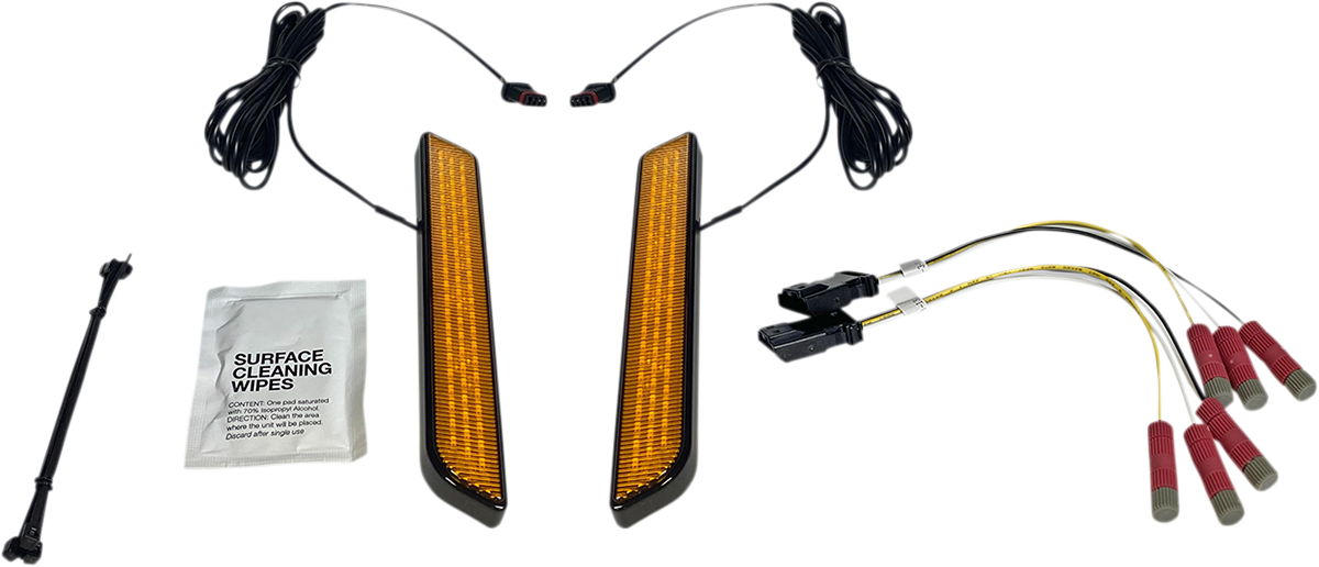 Custom Dynamics Black Amber Lens LED Fork Reflector Lights 2014-2022 Harley